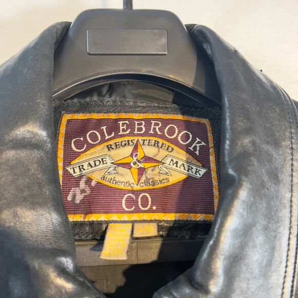 Colebrook Co. Lined Leather Coat Men's Large Drawstring Waist Cinch Zip & Snap - Picture 2 of 16